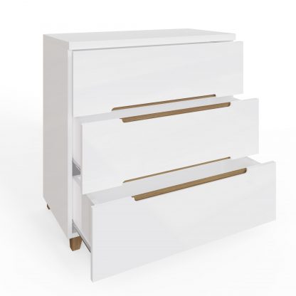 Veloce 3 Drawer White Gloss Bedside Fast Click Assembly - Image 6