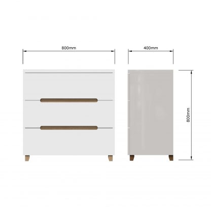 Veloce 3 Drawer White Gloss Bedside Fast Click Assembly - Image 10
