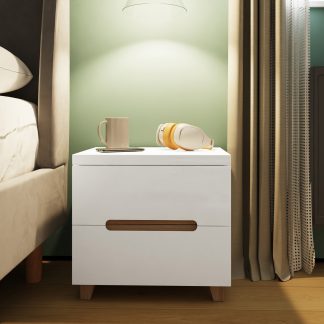 Veloce 2 Drawer White Gloss Bedside Fast Click Assembly