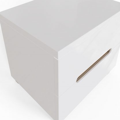 Veloce 2 Drawer White Gloss Bedside Fast Click Assembly - Image 7