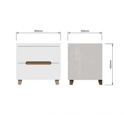 Veloce 2 Drawer White Gloss Bedside Fast Click Assembly - Image 9