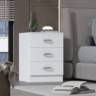 Tunis 3 Drawer Bedside Chest- Matt White