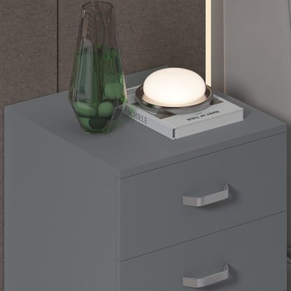 Tunis 3 Drawer Bedside Chest- Matt Grey - Image 3