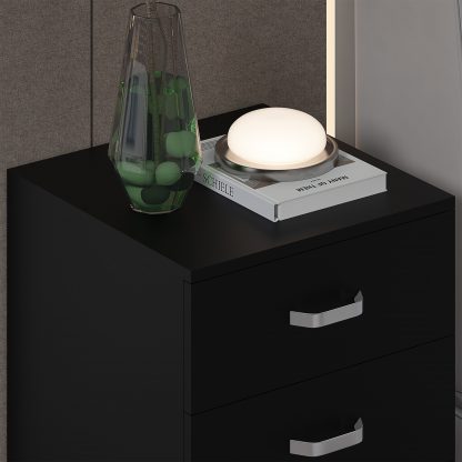 Tunis 3 Drawer Bedside Chest- Matt Black - Image 3