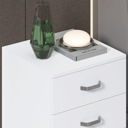 Tunis 3 Drawer Bedside Chest- Matt White - Image 4