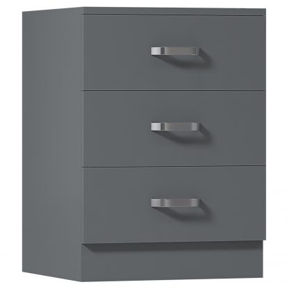Tunis 3 Drawer Bedside Chest- Matt Grey - Image 7