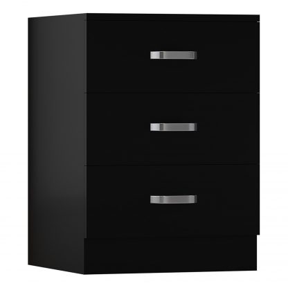 Tunis 3 Drawer Bedside Chest- Matt Black - Image 7