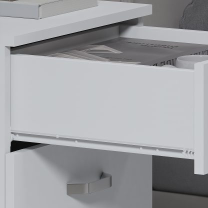 Tunis 3 Drawer Bedside Chest- Matt White - Image 6