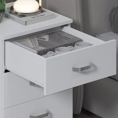 Tunis 3 Drawer Bedside Chest- Matt White - Image 5