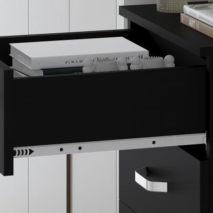 Tunis 5 Drawer Tall Slim Chest Of Drawers - Matt Black - Image 5