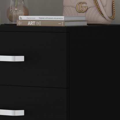 Tunis 5 Drawer Tall Slim Chest Of Drawers - Matt Black - Image 6