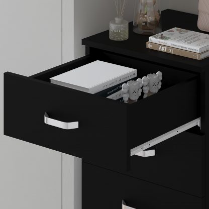 Tunis 5 Drawer Tall Slim Chest Of Drawers - Matt Black - Image 4