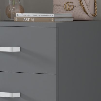 Tunis 5 Drawer Tall Slim Chest Of Drawers - Matt Grey - Image 4