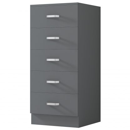 Tunis 5 Drawer Tall Slim Chest Of Drawers - Matt Grey - Image 7
