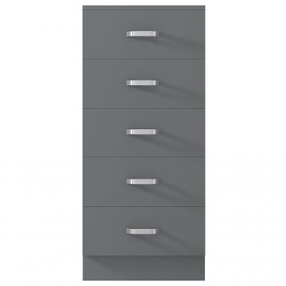 Tunis 5 Drawer Tall Slim Chest Of Drawers - Matt Grey - Image 8