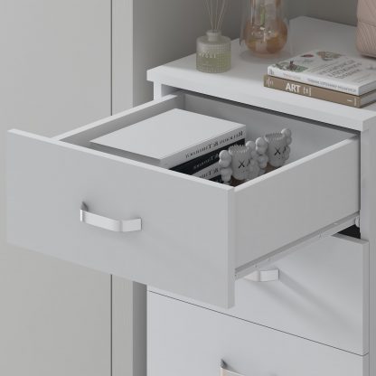 Tunis 5 Drawer Tall Slim Chest Of Drawers - Matt White - Image 5