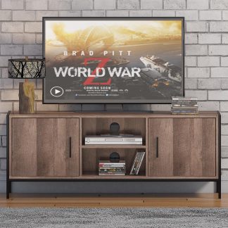 Industrial Inspired 2 Door Open Shelf TV Unit