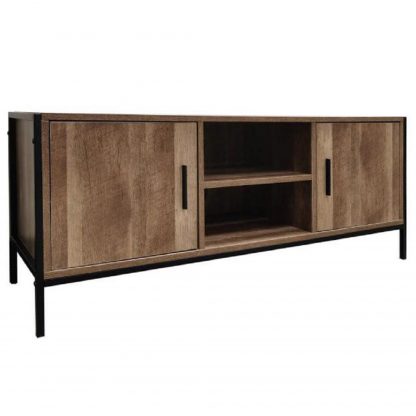 Industrial Inspired 2 Door Open Shelf TV Unit - Image 4