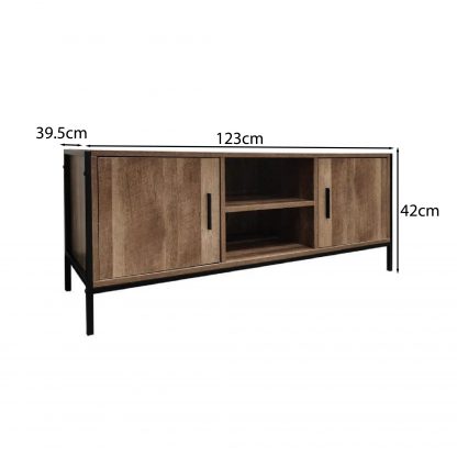 Industrial Inspired 2 Door Open Shelf TV Unit - Image 6