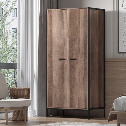 Industrial Inspired 2 Door Double Wardrobe