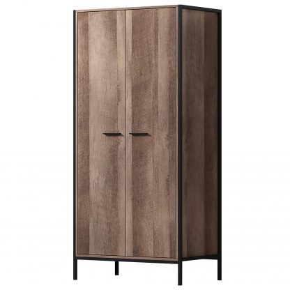 Industrial Inspired 2 Door Double Wardrobe - Image 5