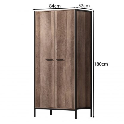 Industrial Inspired 2 Door Double Wardrobe - Image 8