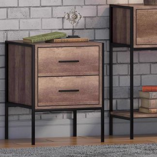 Industrial Inspired 2 Drawer Bedside Table