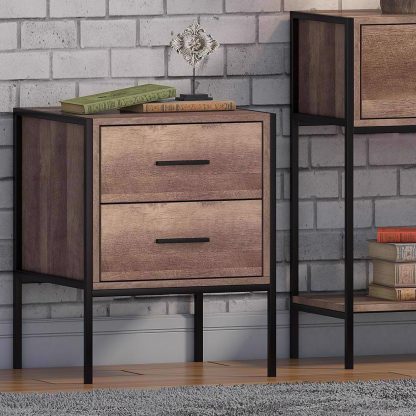 Industrial Inspired 2 Drawer Bedside Table