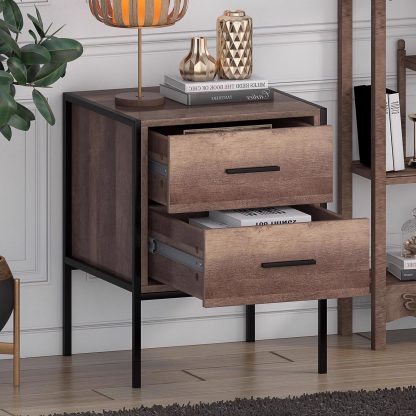 Industrial Inspired 2 Drawer Bedside Table - Image 2