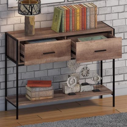 Industrial Inspired 2 Drawer Console Table - Image 3