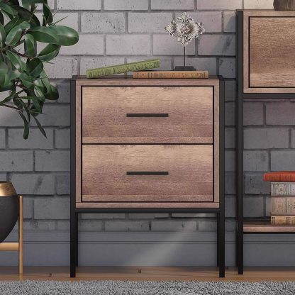 Industrial Inspired 2 Drawer Bedside Table - Image 3