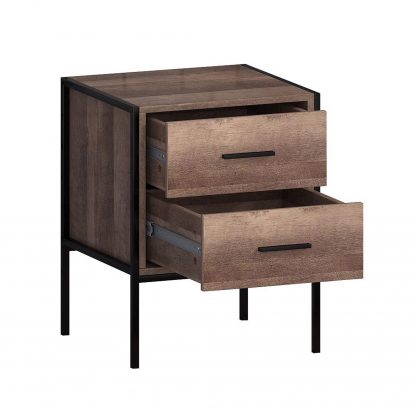 Industrial Inspired 2 Drawer Bedside Table - Image 4