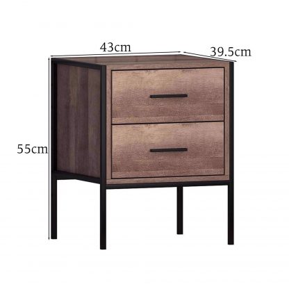 Industrial Inspired 2 Drawer Bedside Table - Image 5