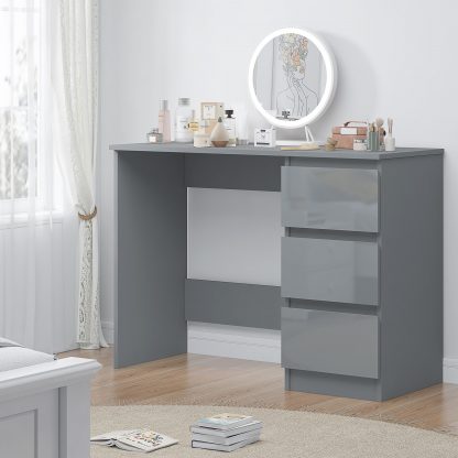 Stora 3 Drawer Dressing Table - Grey Gloss - Image 5