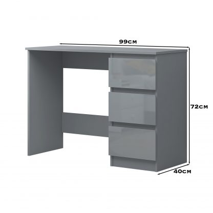 Stora 3 Drawer Dressing Table - Grey Gloss - Image 6