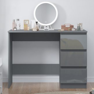Stora 3 Drawer Dressing Table - Grey Gloss