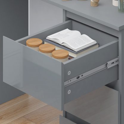 Stora 3 Drawer Dressing Table - Grey Gloss - Image 2