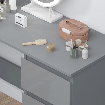 Stora 3 Drawer Dressing Table - Grey Gloss - Image 3