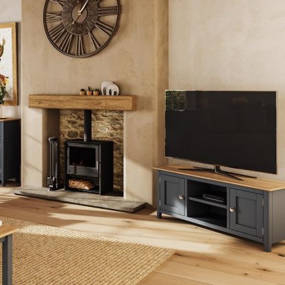 Taberno Large 2 Door TV Unit - Graphite Blue - Image 3