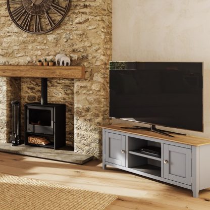 Taberno Large 2 Door TV Unit - Dove Grey - Image 3