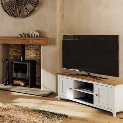 Taberno Large 2 Door TV Unit - Linen - Image 3