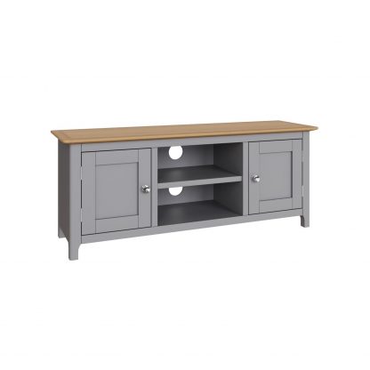 Taberno Large 2 Door TV Unit - Dove Grey - Image 6