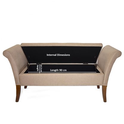 Athena Ottoman Storage Seat – Brown Linen - Image 9