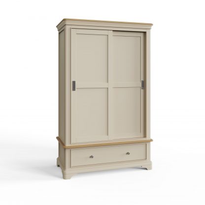 Faire 120cm Sliding Robe in Putty with Oak Top - Image 13