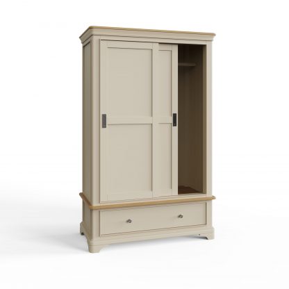 Faire 120cm Sliding Robe in Putty with Oak Top - Image 10