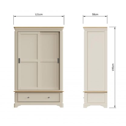 Faire 120cm Sliding Robe in Putty with Oak Top - Image 8