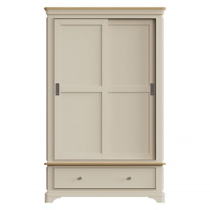 Faire 120cm Sliding Robe in Putty with Oak Top - Image 7
