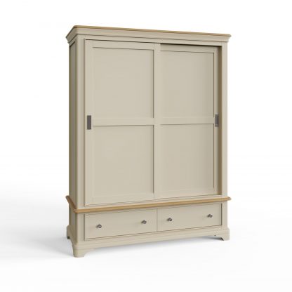 Faire 150cm Sliding Robe in Putty with Oak Top - Image 10