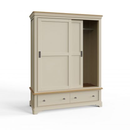 Faire 150cm Sliding Robe in Putty with Oak Top - Image 8