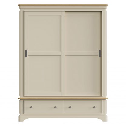 Faire 150cm Sliding Robe in Putty with Oak Top - Image 5